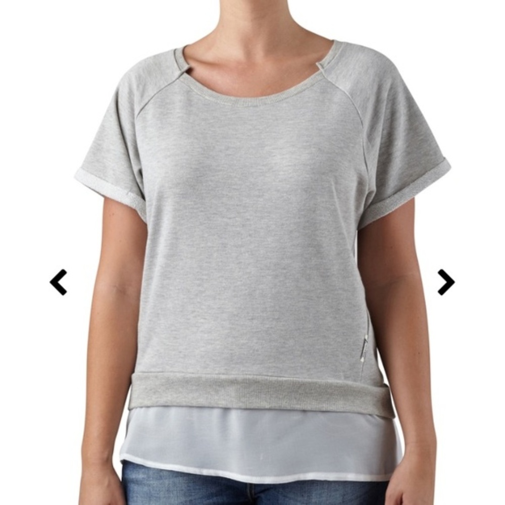 7 For All Mankind Gray Layered Hem Sweatshirt L